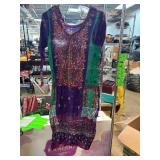 Embroidered Purple And Green Garment