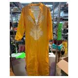 Yellow Long-Sleeve Tunic with White Embroidery