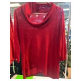 Dressbarn Red Petite PXL Sparkle Top