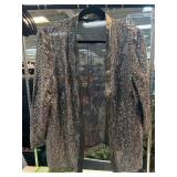 Sequined Open-Front Jacket With Satin Trim