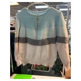 Light Blue and Gray Sweater With Zipper Detail