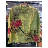 Bleu Bayou 100% Silk Embroidered Shirt