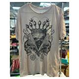 Graphic Print T-Shirt With Crown And Bat Design