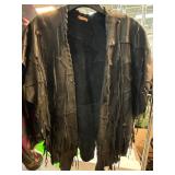 Black Leather Fringe Jacket or Top