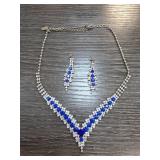 Blue and Clear Rhinestone Necklace Set