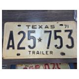 1971 Texas Trailer License Plate