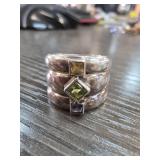 Sterling Silver Ring With Multi-Gemstone Accents