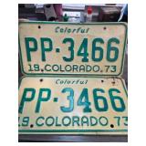 1973 Colorado License Plate Pair