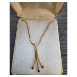 14K Gold-Filled Necklace with Red Stones