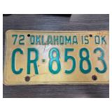 1972 Oklahoma License Plate CR-8583