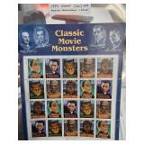 1997 Classic Movie Monsters Stamp Sheet