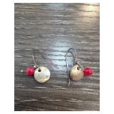 Sterling Silver Earrings With Red Beads