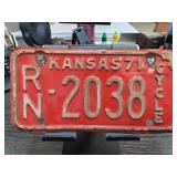 1971 Kansas Motorcycle License Plate