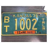 1973 Kansas Trailer License Plate