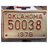 1978 Oklahoma License Plate