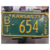 1973 Kansas Motorcycle License Plate