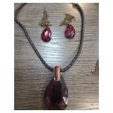 Chicos Necklace and Earring Set with Red Accent
