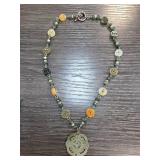 Sterling Silver and Jade Beaded Necklace
