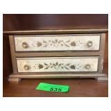Italian Wooden Jewelry Box With Painted Design