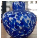Murano Glassware Blue and White Speckled Vase