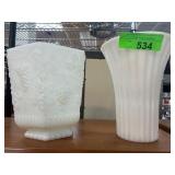 Vintage Anchor Hocking Milk Glass Vase Pair