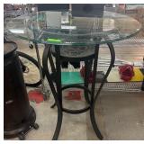 Glass-Top Bistro Table Pub Height With Metal Base