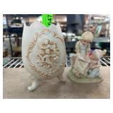 Lefton Egg Vase and Storyteller Figurine Set