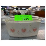 Glass-Lidded Floral Pattern Ceramic Dish