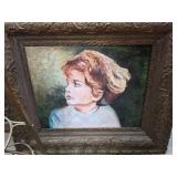 Framed Portrait of a Child, Signed Painting