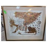 Framed Mixed Media Collage Artwork Signed Hardeman