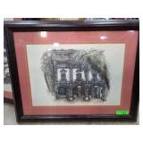 Framed Architectural Building Print with Signature