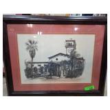 Framed Architectural Print Signed by Artist