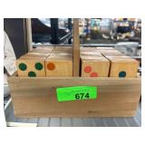 Large Vintage Wooden Domino Set With Storage Box