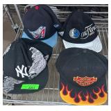 Four Baseball Caps NY Harley Angels Dallas Maveric