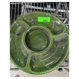 Vintage Green Ceramic Divided Serving Dish