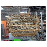 Woven Bamboo and Net Handbag with Clasp