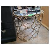 Metal Accent Table With Glass Top