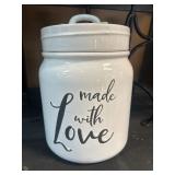 White Tabletop Ceramic Storage Jar with Lid