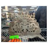 Antique Tiered Metal Letter Holder with Ornate Des
