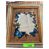 2 Framed Stained Glass Mirrors with Painted Floral