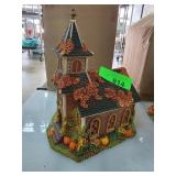 Hand-Painted Ceramic Autumn Church Figurine