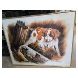 Framed Painting of Dog Signed by Hartman