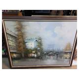 Framed Street Scene Painting