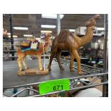Two Decorative Camel Figurines Olive Wood more