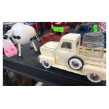 Decorative Metal Trucks and Cow Figurine Set