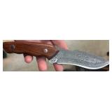 Fixed Blade Knife with Sheath and Wood Handle
