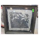 Framed Rubbing Artwork W Textured Paper