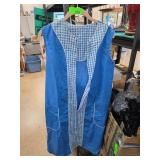 Blue Sleeveless Apron with Checkered Lining