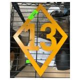 Metal Lucky Number 13 Diamond-Shaped Sign