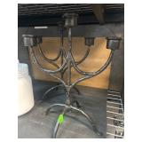 Pair Heavy Wrought Iron Three-Arm Candelabras